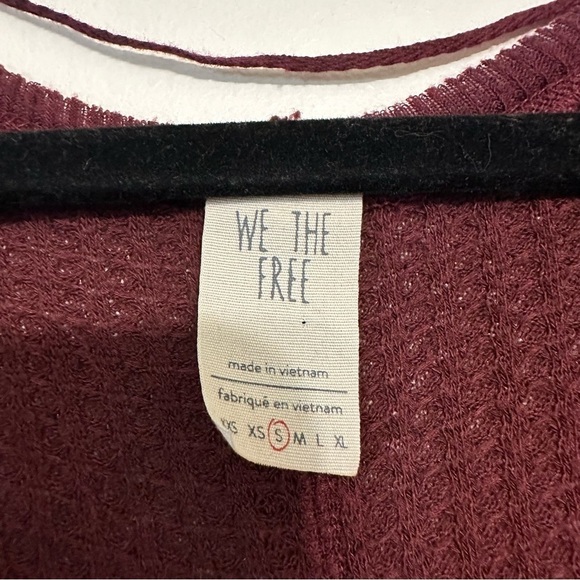 Free People Catalina Waffle Knit Thermal Top in Wine Burgundy Size Small - Picture 5 of 8